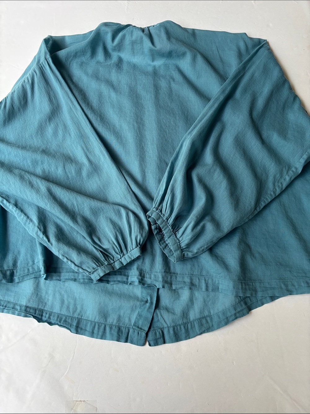 Doen Jane Blouse Peasant Blue Poplin Small 100% Organic Cotton Prairie Button - Picture 8 of 17